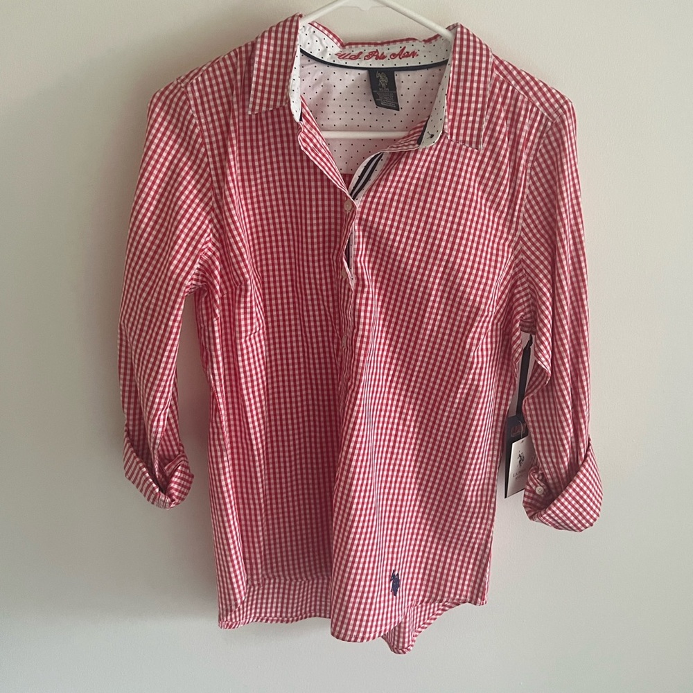 U.S. Polo Assn. Red and White Gingham Button-Down Shirt